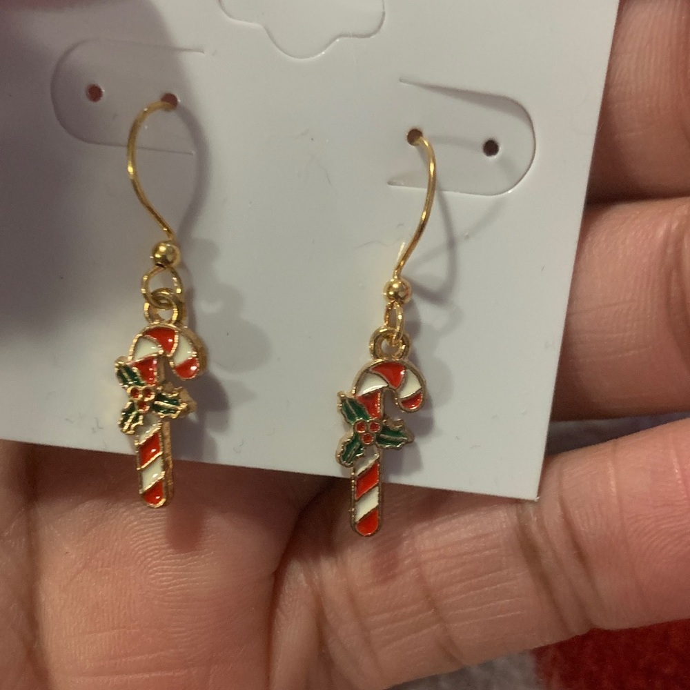 NWOT Festive Candy Cane Earrings
